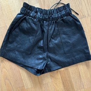 Black, high-rise, leather shorts, size medium